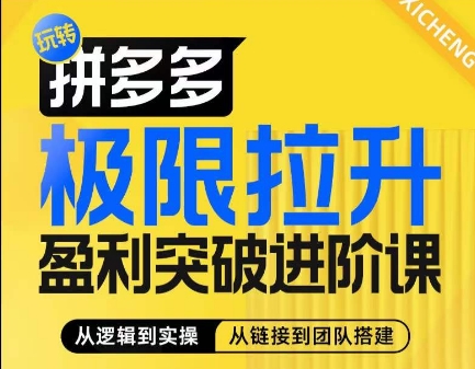 拼多多极限拉升盈利突破进阶课，​从算法到玩法，从玩法到团队搭建，体系化系统性帮助商家实现利润提升-如意资源库