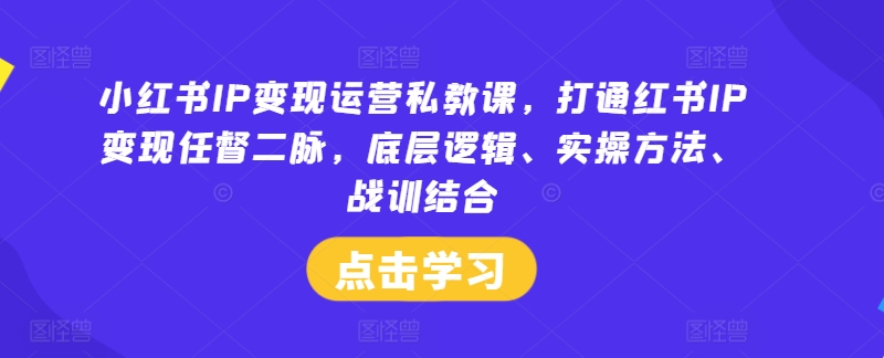 小红书IP变现运营私教课，打通红书IP变现任督二脉，底层逻辑、实操方法、战训结合-如意资源库
