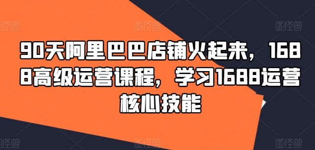 90天阿里巴巴店铺火起来，1688高级运营课程，学习1688运营核心技能-如意资源库