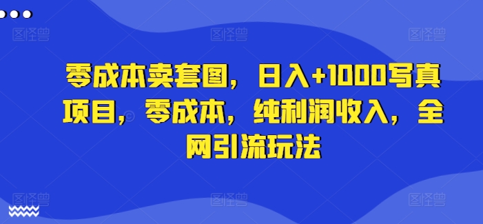 零成本卖套图，日入+1000写真项目，零成本，纯利润收入，全网引流玩法-如意资源库