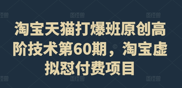 淘宝天猫打爆班原创高阶技术第60期，淘宝虚拟怼付费项目-如意资源库