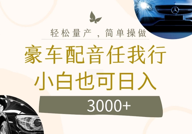 不为人知的暴力小项目，豪车配音，日入几张【揭秘】-如意资源库