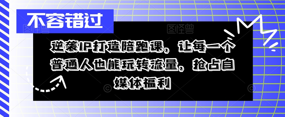 逆袭IP打造陪跑课，让每一个普通人也能玩转流量，抢占自媒体福利-如意资源库