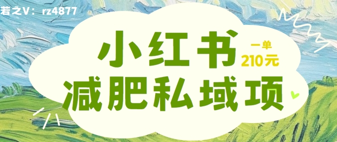 小红书减肥粉，私域变现项目，一单就达210元，小白也能轻松上手【揭秘】-如意资源库