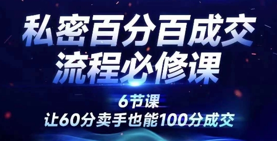 私密百分百成交流程线上训练营，绝对成交，让60分卖手也能100分成交-如意资源库