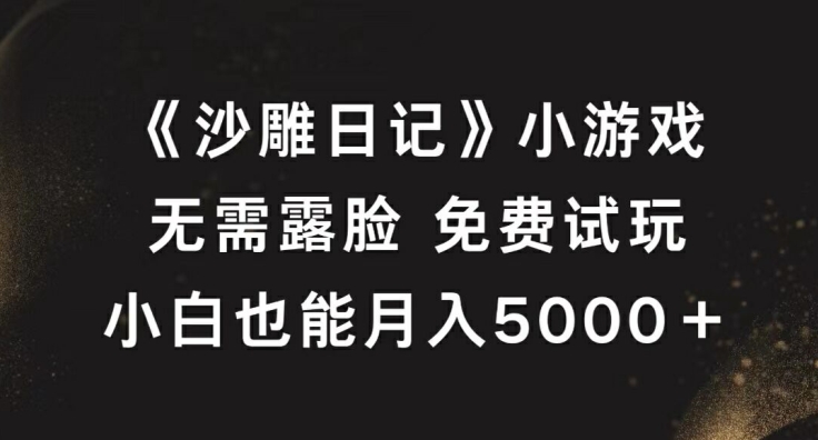 《沙雕日记》小游戏，无需露脸免费试玩，小白也能月入5000+【揭秘】-如意资源库