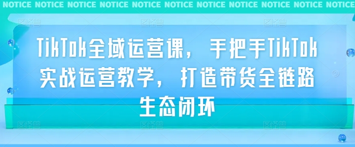 TikTok全域运营课，手把手TikTok实战运营教学，打造带货全链路生态闭环-如意资源库
