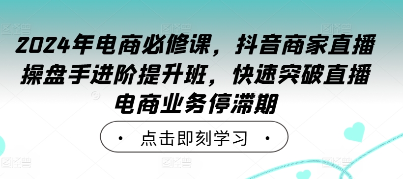 2024年电商必修课，抖音商家直播操盘手进阶提升班，快速突破直播电商业务停滞期-如意资源库