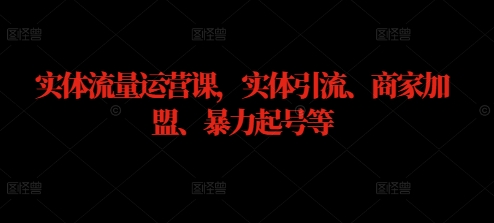 实体流量运营课，实体引流、商家加盟、暴力起号等-如意资源库