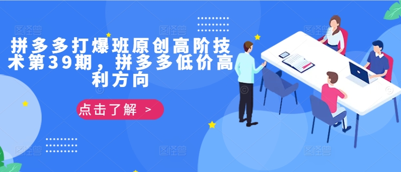 拼多多打爆班原创高阶技术第39期，拼多多低价高利方向-如意资源库