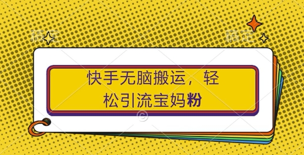 快手无脑搬运，轻松引流宝妈粉，纯小白轻松上手【揭秘】-如意资源库