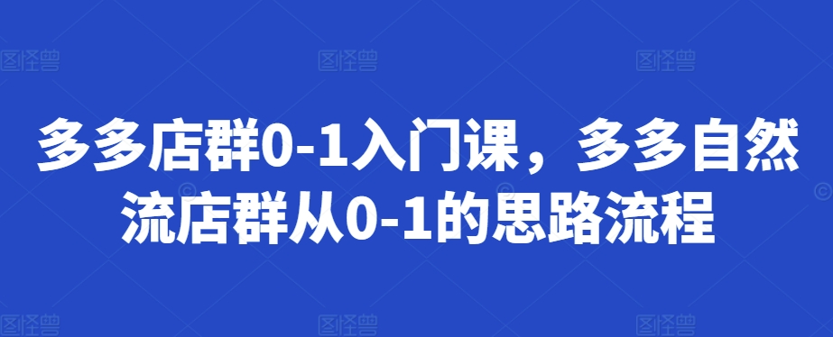多多店群0-1入门课，多多自然流店群从0-1的思路流程-如意资源库