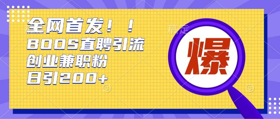 通过Boss直聘，每天轻松钓到200+多条创业大鱼的秘籍【揭秘】-如意资源库