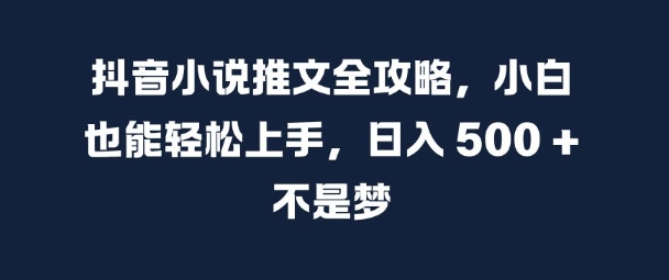 抖音小说推文全攻略，小白也能轻松上手，日入 5张+ 不是梦【揭秘】-如意资源库