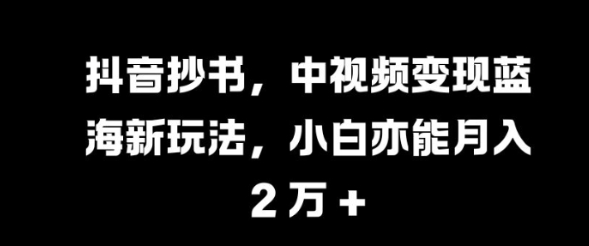 抖音抄书，中视频变现蓝海新玩法，小白亦能月入 过W【揭秘】-如意资源库
