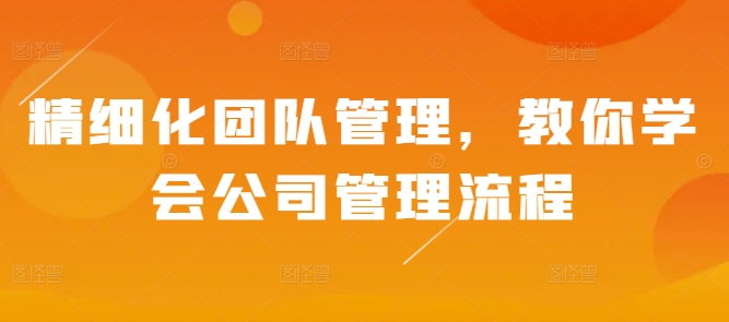 精细化团队管理，教你学会公司管理流程-如意资源库