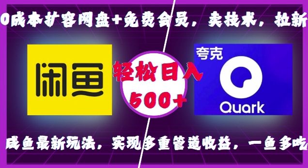 0成本扩容网盘+免费会员，卖技术，拉新，咸鱼最新玩法，实现多重管道收益，一鱼多吃，轻松日入500+-如意资源库