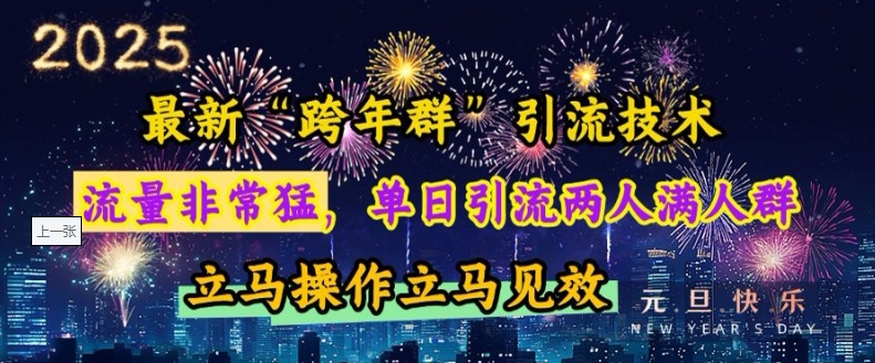 最新“跨年群”引流，流量非常猛，单日引流两人满人群，立马操作立马见效【揭秘】-如意资源库