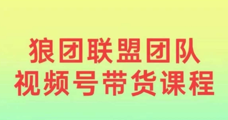狼团联盟2024视频号带货，0基础小白快速入局视频号-如意资源库
