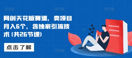 网创天花板赛道，卖项目月入6个，含独家引流技术(共26节课)-如意资源库