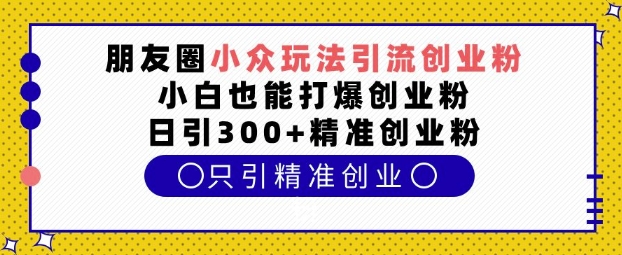 朋友圈小众玩法引流创业粉，小白也能打爆创业粉，日引300+精准创业粉【揭秘】-如意资源库