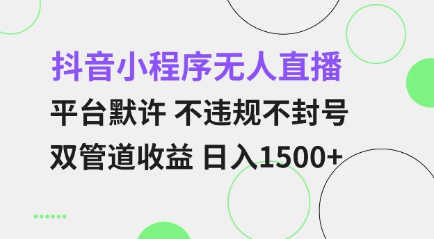 抖音小程序无人直播 平台默许 不违规不封号 双管道收益 日入多张 小白也能轻松操作【仅揭秘】-如意资源库