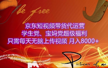 京东短视频带货代运营，学生党、宝妈党超级福利，只需每天无脑上传视频，月入8000+【仅揭秘】-如意资源库