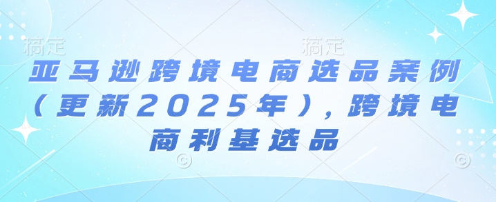 亚马逊跨境电商选品案例(更新2025年)，跨境电商利基选品-如意资源库