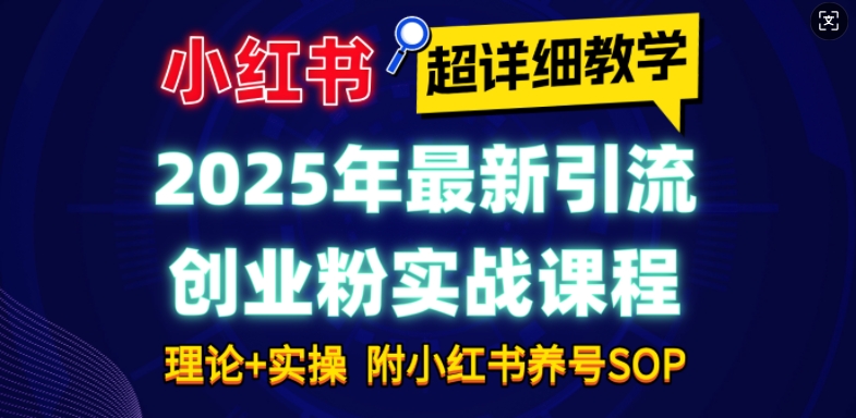2025年最新小红书引流创业粉实战课程【超详细教学】小白轻松上手，月入1W+，附小红书养号SOP-如意资源库