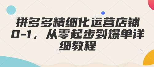 拼多多精细化运营店铺0-1，从零起步到爆单详细教程-如意资源库