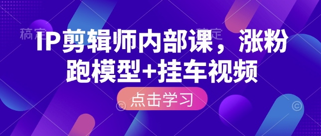IP剪辑师内部课，涨粉跑模型+挂车视频-如意资源库
