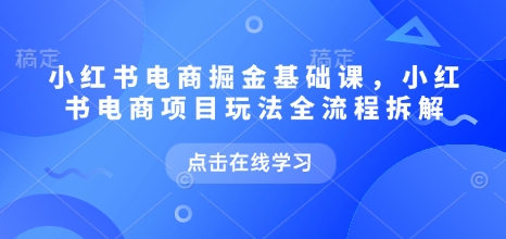 小红书电商掘金课，小红书电商项目玩法全流程拆解-如意资源库