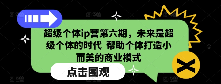 超级个体ip营第六期，未来是超级个体的时代  帮助个体打造小而美的商业模式-如意资源库
