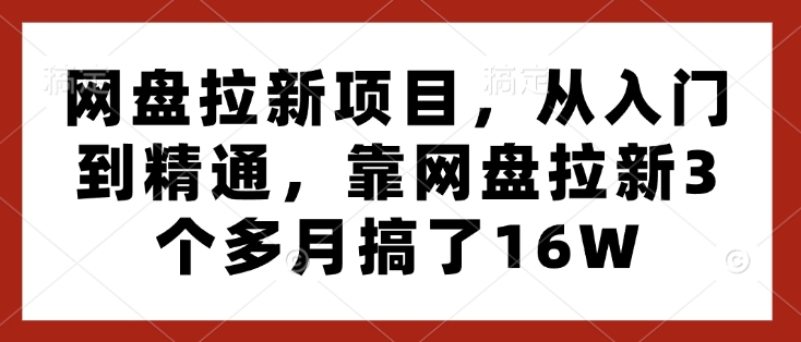 网盘拉新项目，从入门到精通，靠网盘拉新3个多月搞了16W-如意资源库