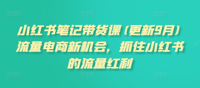 小红书笔记带货课(更新25年2月)流量电商新机会，抓住小红书的流量红利-如意资源库