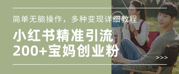 小红书混剪日引200+宝妈创业粉，简单无脑操作，多种变现详细教程-如意资源库