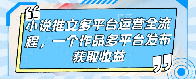 小说推文多平台运营全流程，一个作品多平台发布获取收益-如意资源库