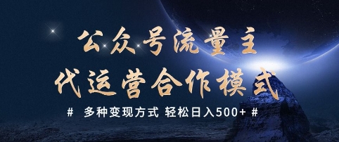 公众号流量主代运营  多种变现方式 轻松日入5张【揭秘】-如意资源库