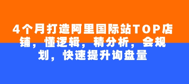 4个月打造阿里国际站TOP店铺，懂逻辑，精分析，会规划，快速提升询盘量-如意资源库