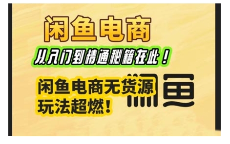 闲鱼电商实战课，从入门到精通秘籍在此，闲鱼电商无货源玩法超燃!-如意资源库