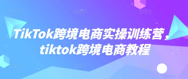 TikTok跨境电商实操训练营，tiktok跨境电商教程-如意资源库
