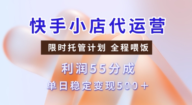 快手小店代运营3.0，模式新升级，收益55分，稳定单日5张【揭秘】-如意资源库