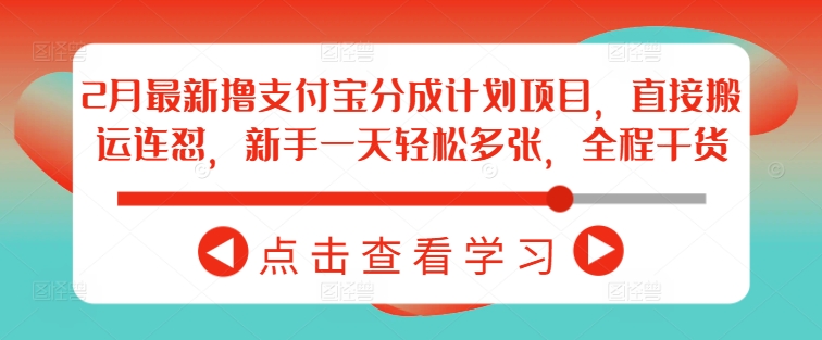 2月最新撸支付宝分成计划项目，直接搬运连怼，新手一天轻松多张，全程干货-如意资源库