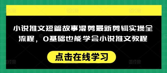 小说推文短篇故事混剪最新剪辑实操全流程，0基础也能学会小说推文教程，肯干多发日入多张-如意资源库