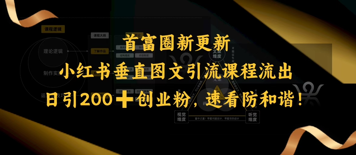 小红书垂直图文引流课程流出，日引200+创业粉，速看防和谐-如意资源库