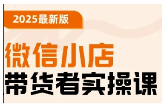 2025最新版微信小店带货者实操课，基础操作到高级运营技巧，快速上手-如意资源库