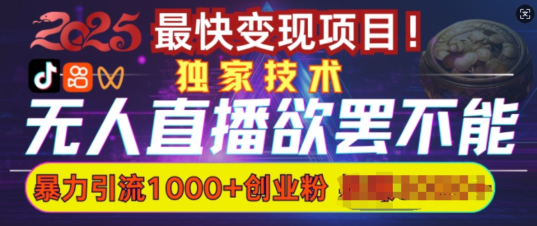 欲罢不能的无人直播引流，超暴力日引流1000+高质量精准创业粉-如意资源库