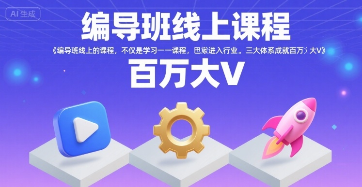 编导班线上课程，不仅是学习一门课程，更是进入一个行业，三大体系成就百万大V-如意资源库