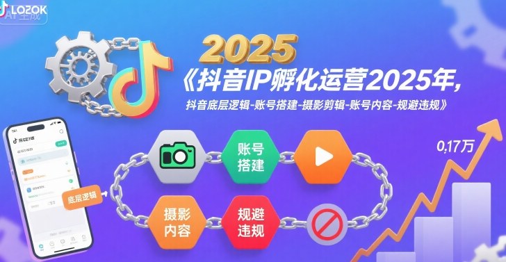 抖音IP孵化运营2025年，抖音底层逻辑-账号搭建-摄影剪辑-账号内容-规避违规-如意资源库