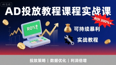 AD投放教程课程实战课，实现广告ROI300%+可持续暴利-如意资源库